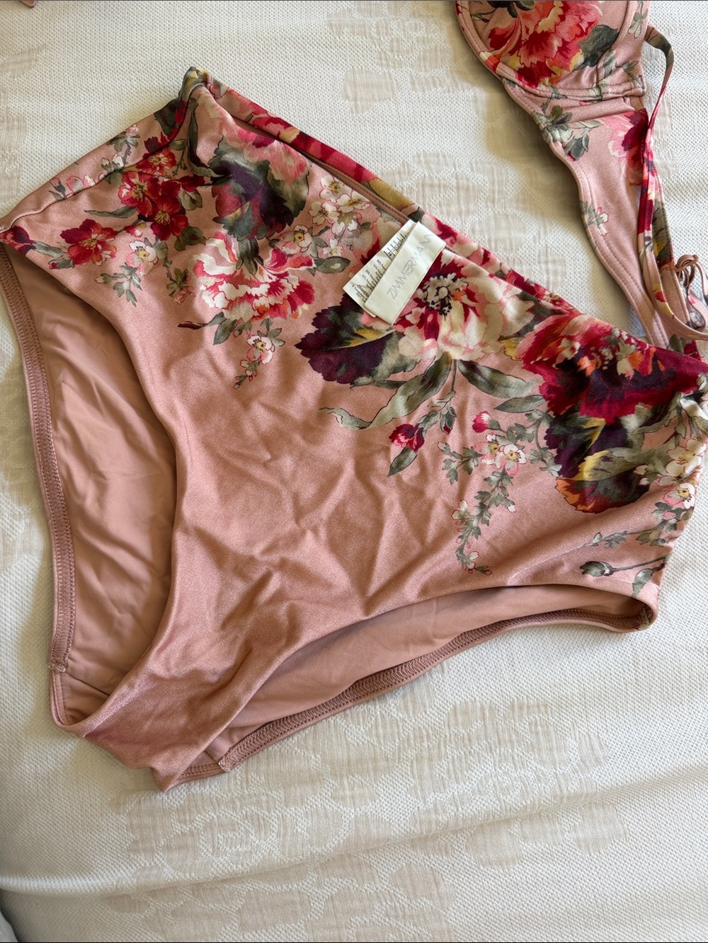 Zimmermann Pink Floral High-Rise Bikini Bottom